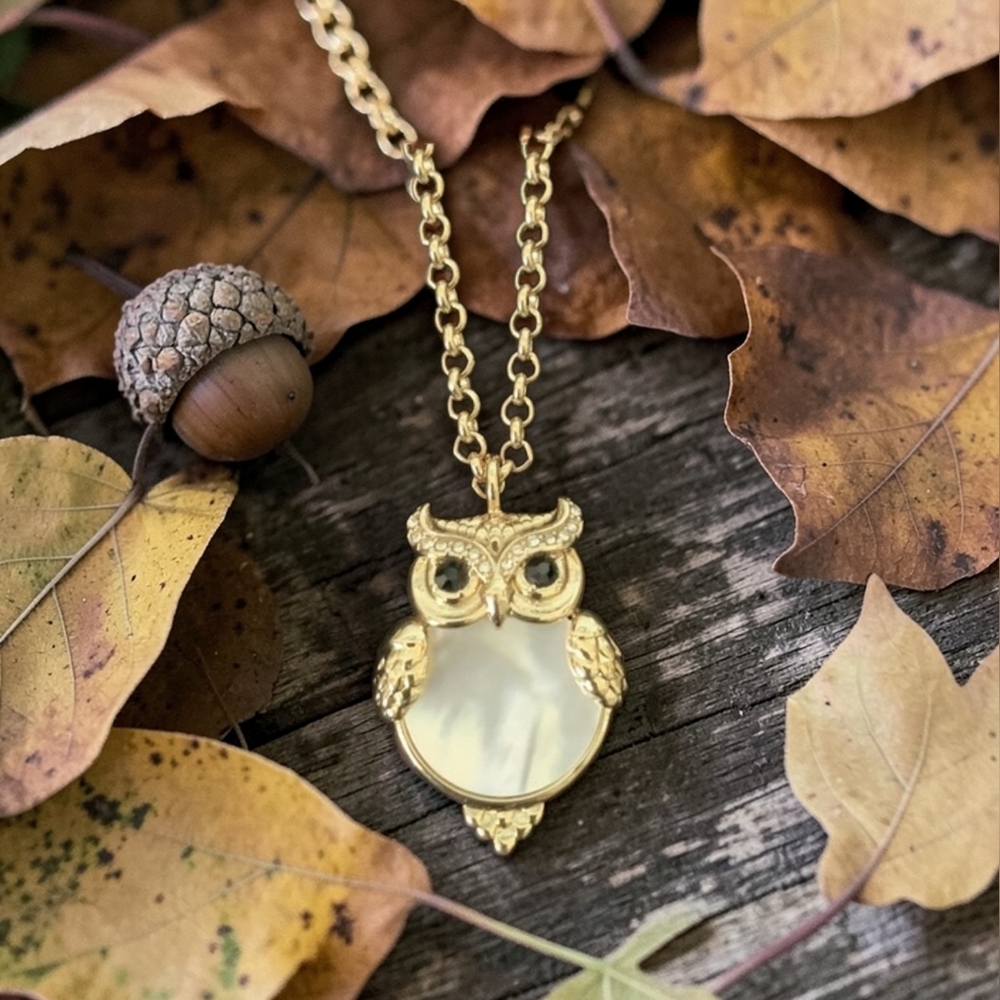 Kate Spade Gold Owl Pendant Necklace with Mother-of-Pearl - New
